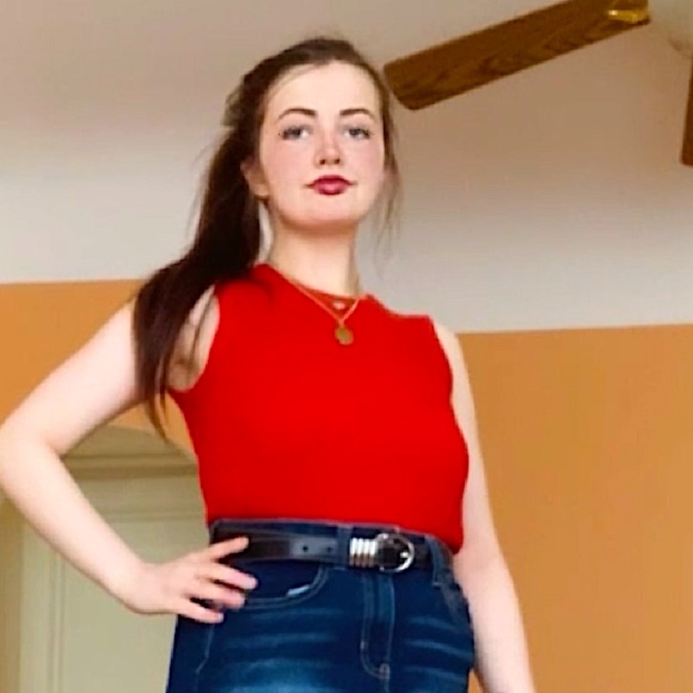 100% Cashmere Red Tank Top